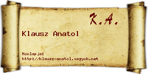Klausz Anatol névjegykártya